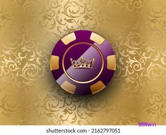 Ficha de cassino roxa e dourada